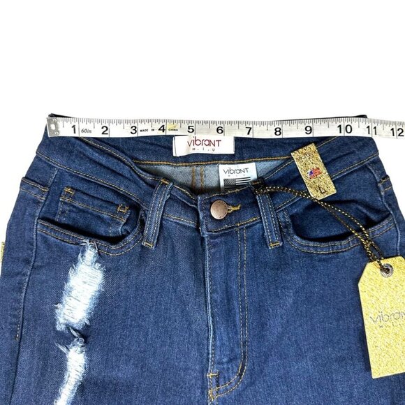 High-Waisted Dark Wash Stacked Jeans NWT Sz L - Picture 10 of 12